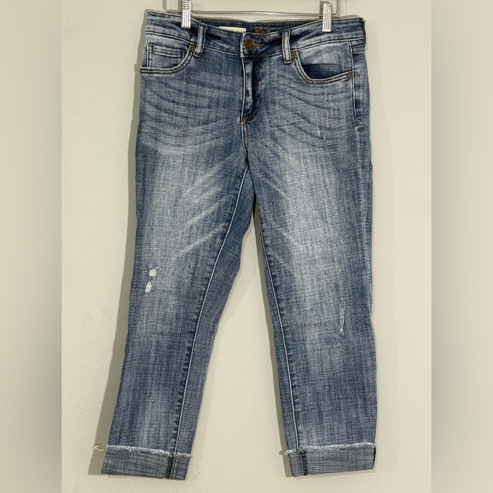 Kut From The Kloth Amy Crop Straight Leg Jeans Size 4 Light Wash Cuffed